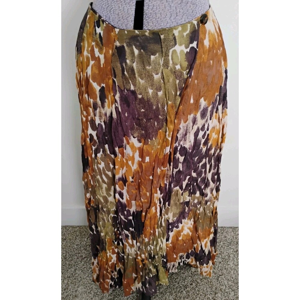 Soft Surroundings Wrap Midi Skirt Women’s Brown Green Gold S EUC GORGEOUS!